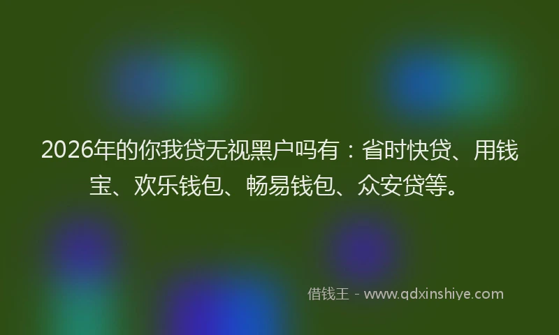 2026年的你我贷无视黑户吗有：省时快贷、用钱宝、欢乐钱包、畅易钱包、众安贷等。