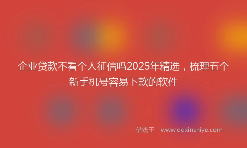 企业贷款不看个人征信吗2025年精选，梳理五个新手机号容易下款的软件
