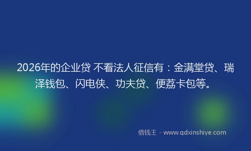 2026年的企业贷 不看法人征信有：金满堂贷、瑞泽钱包、闪电侠、功夫贷、便荔卡包等。