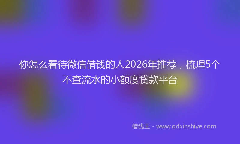 你怎么看待微信借钱的人2026年推荐，梳理5个不查流水的小额度贷款平台
