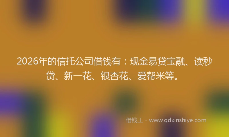 2026年的信托公司借钱有：现金易贷宝融、读秒贷、新一花、银杏花、爱帮米等。