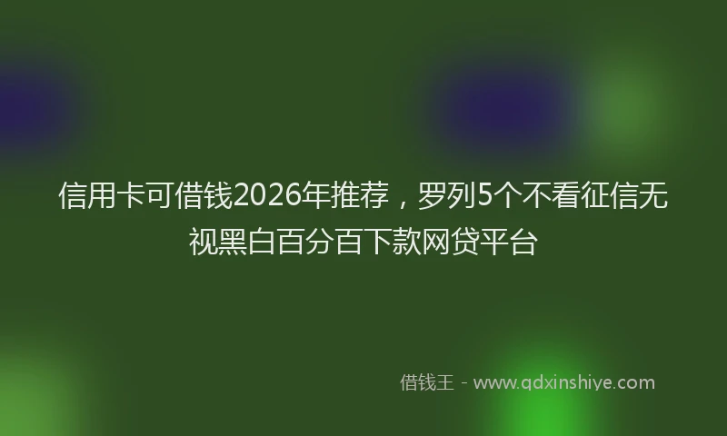 信用卡可借钱2026年推荐，罗列5个不看征信无视黑白百分百下款网贷平台