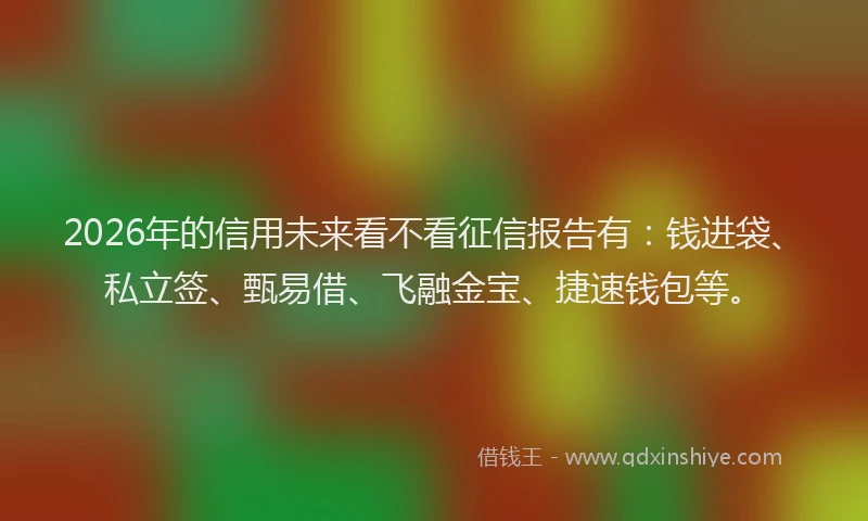 2026年的信用未来看不看征信报告有:钱进袋、私立签、甄易借、飞融金宝、捷速钱包等。