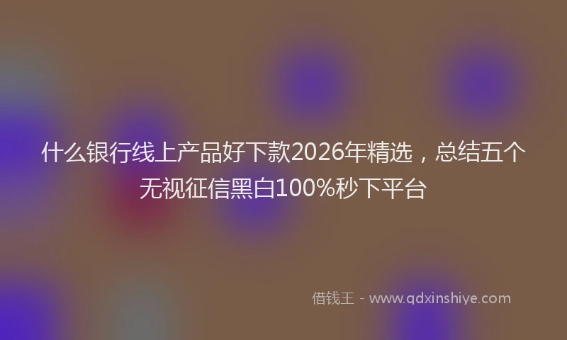 什么银行线上产品好下款2026年精选，总结五个无视征信黑白100%秒下平台