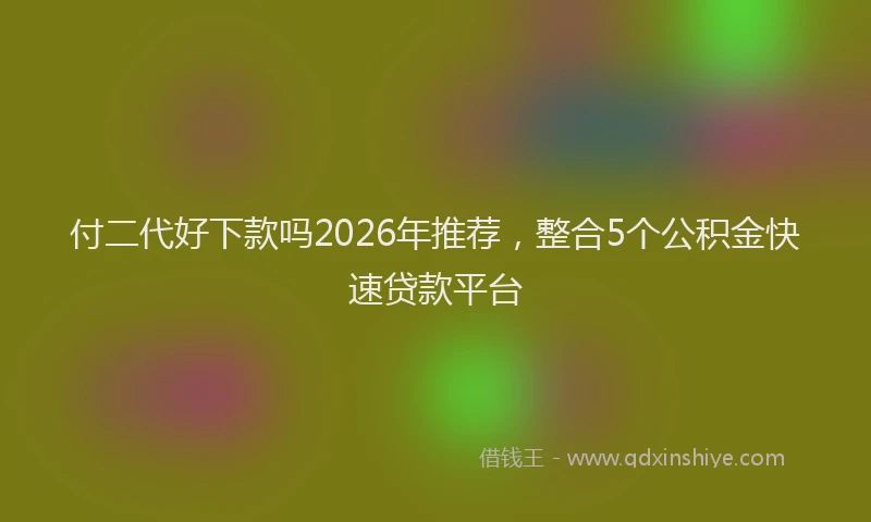 付二代好下款吗2026年推荐,整合5个公积金快速贷款平台
