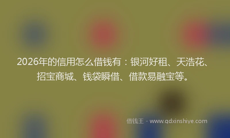 2026年的信用怎么借钱有：银河好租、天浩花、招宝商城、钱袋瞬借、借款易融宝等。