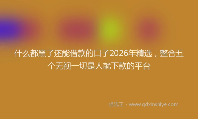 什么都黑了还能借款的口子2026年精选，整合五个无视一切是人就下款的平台