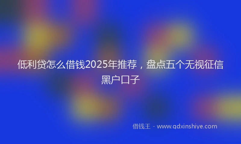 低利贷怎么借钱2025年推荐，盘点五个无视征信黑户口子