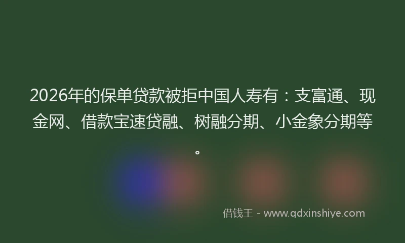 2026年的保单贷款被拒中国人寿有：支富通、现金网、借款宝速贷融、树融分期、小金象分期等。
