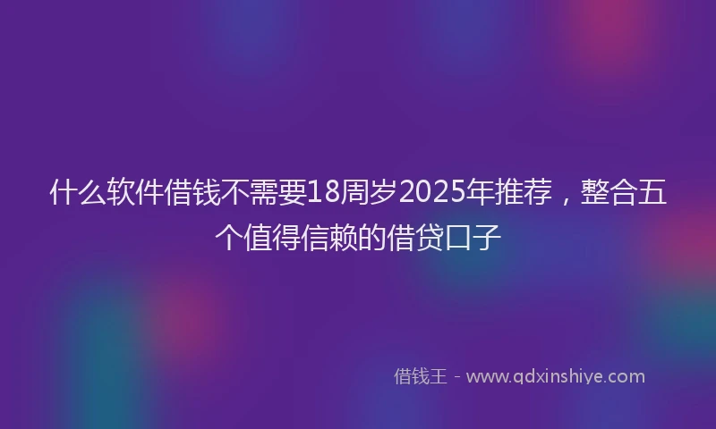 什么软件借钱不需要18周岁2025年推荐，整合五个值得信赖的借贷口子