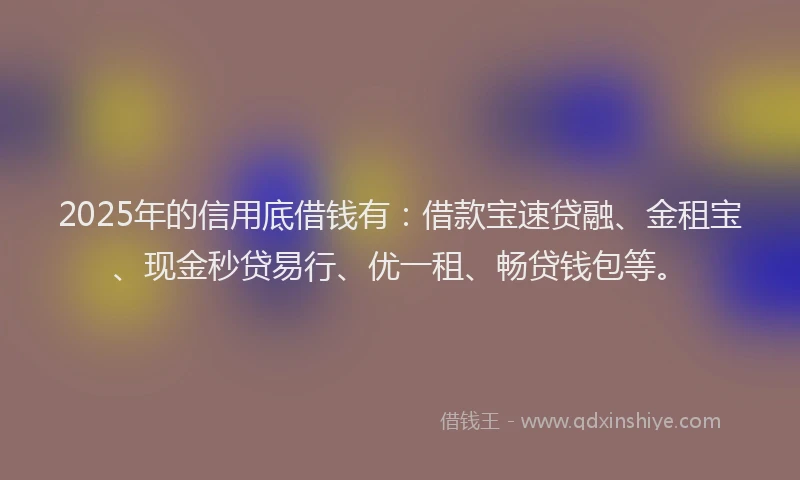 2025年的信用底借钱有：借款宝速贷融、金租宝、现金秒贷易行、优一租、畅贷钱包等。