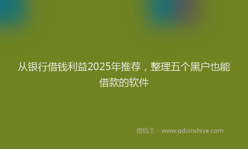 从银行借钱利益2025年推荐,整理五个黑户也能借款的软件