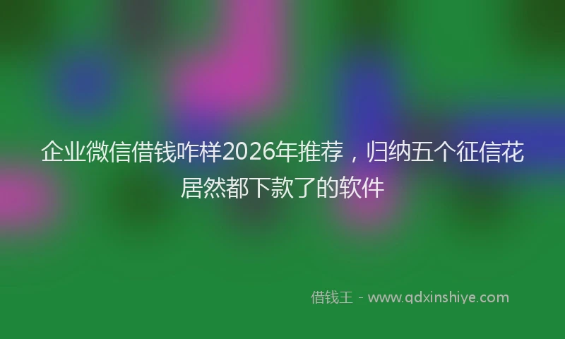 企业微信借钱咋样2026年推荐，归纳五个征信花居然都下款了的软件