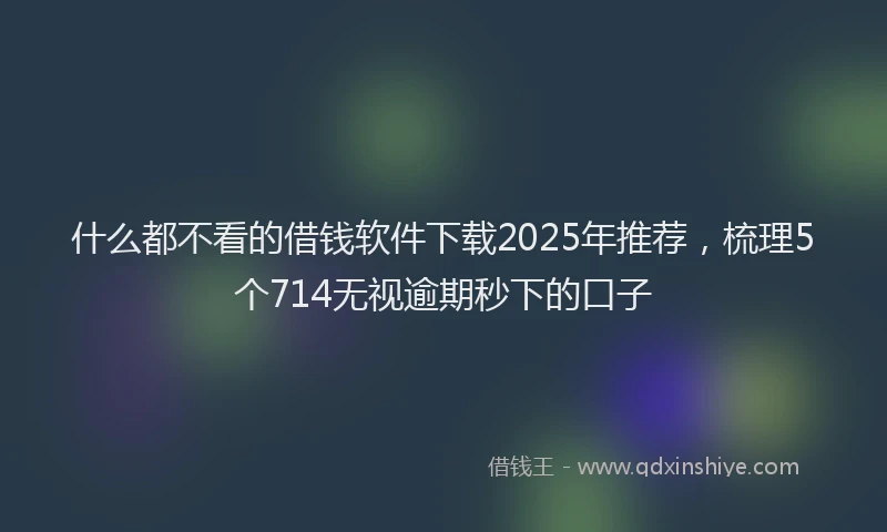 什么都不看的借钱软件下载2025年推荐，梳理5个714无视逾期秒下的口子