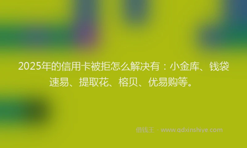 2025年的信用卡被拒怎么解决有：小金库、钱袋速易、提取花、榕贝、优易购等。