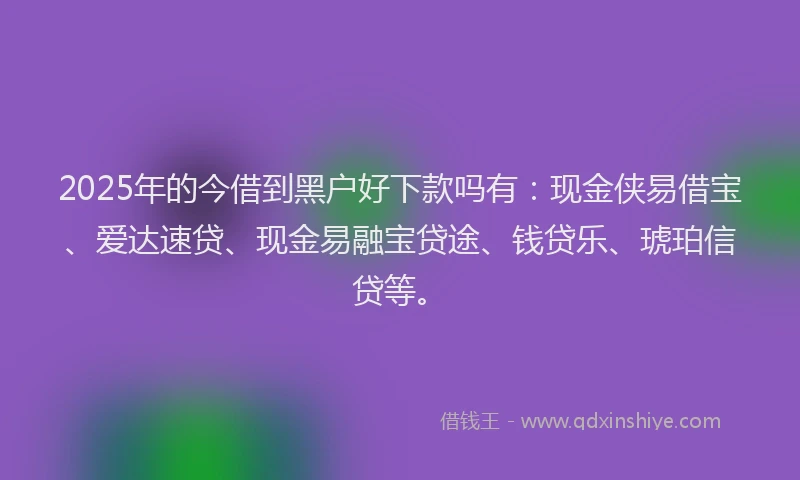 2025年的今借到黑户好下款吗有：现金侠易借宝、爱达速贷、现金易融宝贷途、钱贷乐、琥珀信贷等。