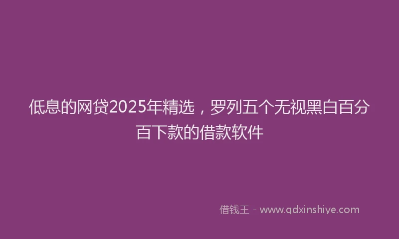 低息的网贷2025年精选，罗列五个无视黑白百分百下款的借款软件