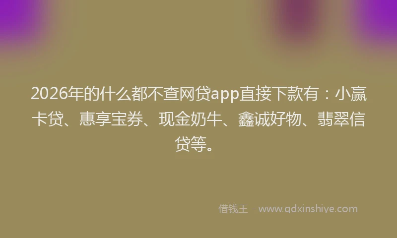 2026年的什么都不查网贷app直接下款有：小赢卡贷、惠享宝券、现金奶牛、鑫诚好物、翡翠信贷等。