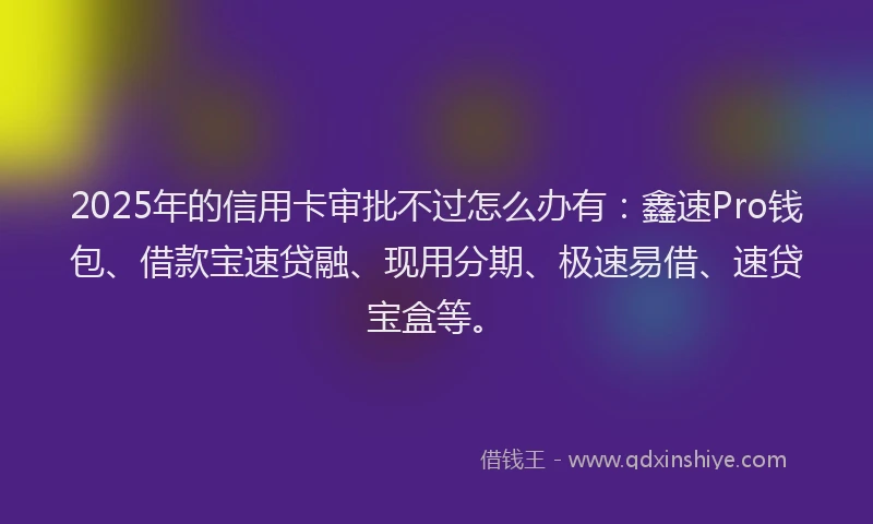 2025年的信用卡审批不过怎么办有：鑫速Pro钱包、借款宝速贷融、现用分期、极速易借、速贷宝盒等。