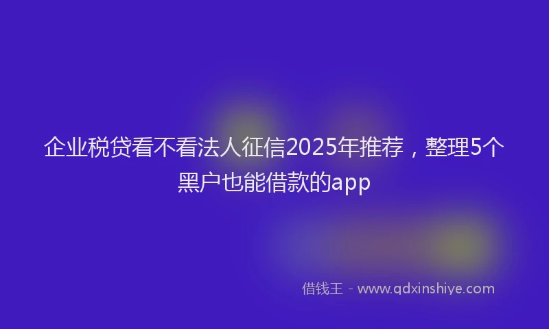 企业税贷看不看法人征信2025年推荐，整理5个黑户也能借款的app