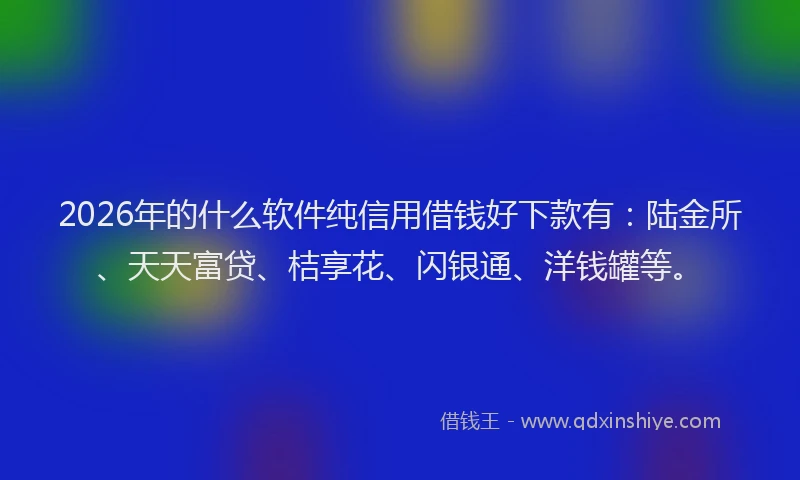 2026年的什么软件纯信用借钱好下款有:陆金所、天天富贷、桔享花、闪银通、洋钱罐等。