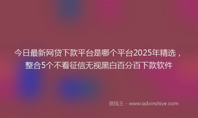 今日最新网贷下款平台是哪个平台2025年精选，整合5个不看征信无视黑白百分百下款软件