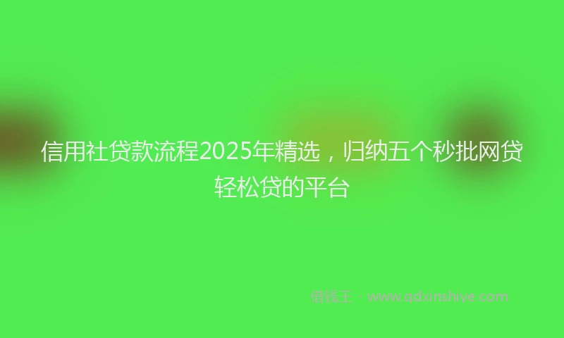 信用社贷款流程2025年精选，归纳五个秒批网贷轻松贷的平台