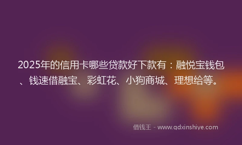 2025年的信用卡哪些贷款好下款有：融悦宝钱包、钱速借融宝、彩虹花、小狗商城、理想给等。