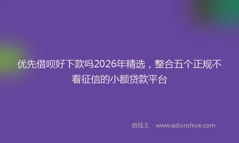 优先借呗好下款吗2026年精选，整合五个正规不看征信的小额贷款平台