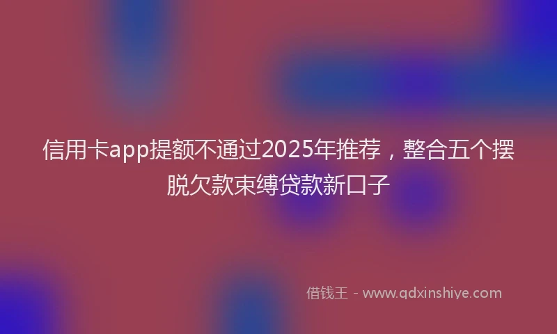 信用卡app提额不通过2025年推荐，整合五个摆脱欠款束缚贷款新口子
