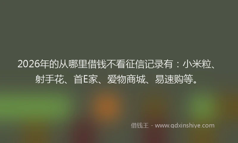 2026年的从哪里借钱不看征信记录有：小米粒、射手花、首E家、爱物商城、易速购等。