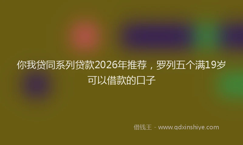 你我贷同系列贷款2026年推荐,罗列五个满19岁可以借款的口子
