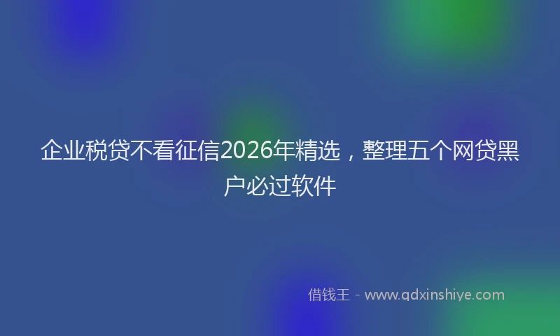 企业税贷不看征信2026年精选，整理五个网贷黑户必过软件