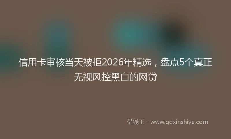 信用卡审核当天被拒2026年精选，盘点5个真正无视风控黑白的网贷