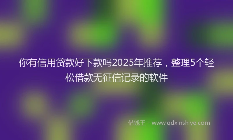 你有信用贷款好下款吗2025年推荐,整理5个轻松借款无征信记录的软件