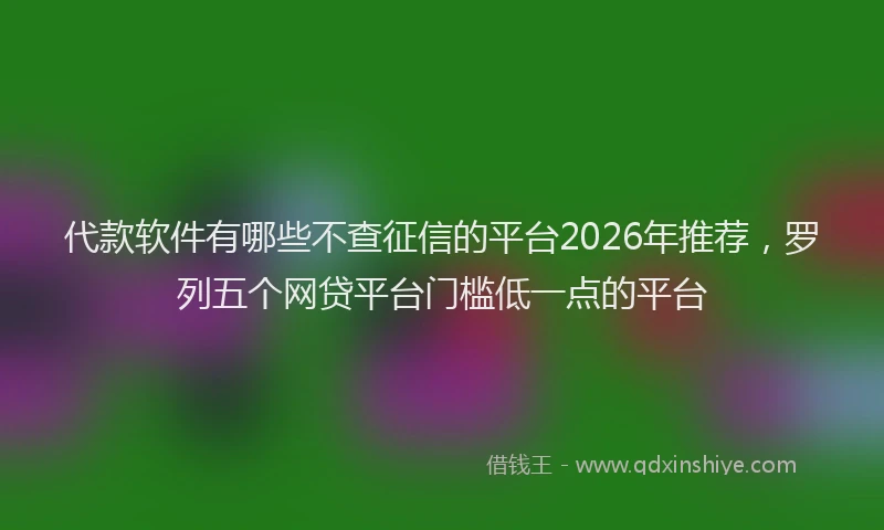 代款软件有哪些不查征信的平台2026年推荐，罗列五个网贷平台门槛低一点的平台