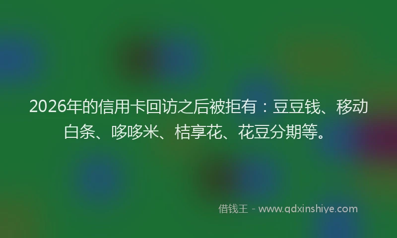 2026年的信用卡回访之后被拒有：豆豆钱、移动白条、哆哆米、桔享花、花豆分期等。