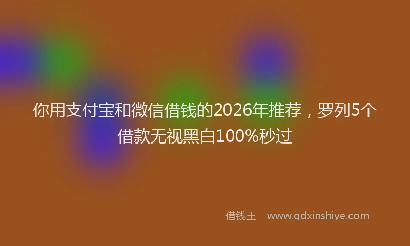 你用支付宝和微信借钱的2026年推荐，罗列5个借款无视黑白100%秒过