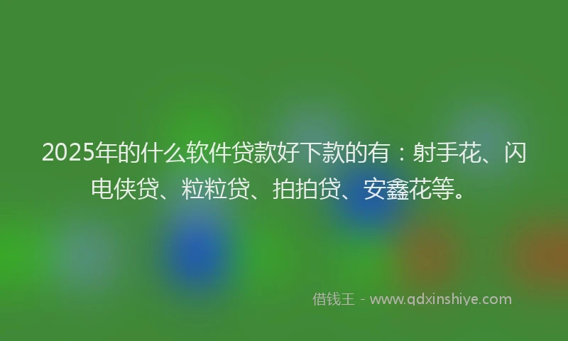2025年的什么软件贷款好下款的有：射手花、闪电侠贷、粒粒贷、拍拍贷、安鑫花等。