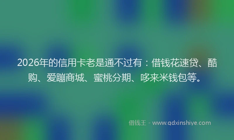 2026年的信用卡老是通不过有：借钱花速贷、酷购、爱蹦商城、蜜桃分期、哆来米钱包等。