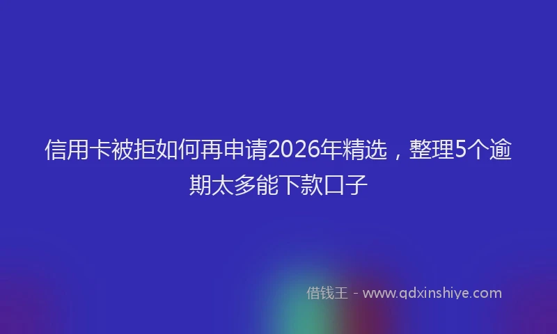 信用卡被拒如何再申请2026年精选，整理5个逾期太多能下款口子