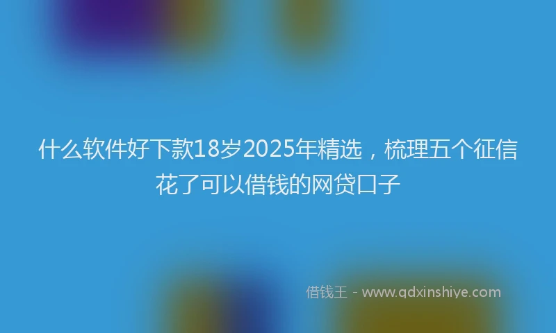 什么软件好下款18岁2025年精选，梳理五个征信花了可以借钱的网贷口子