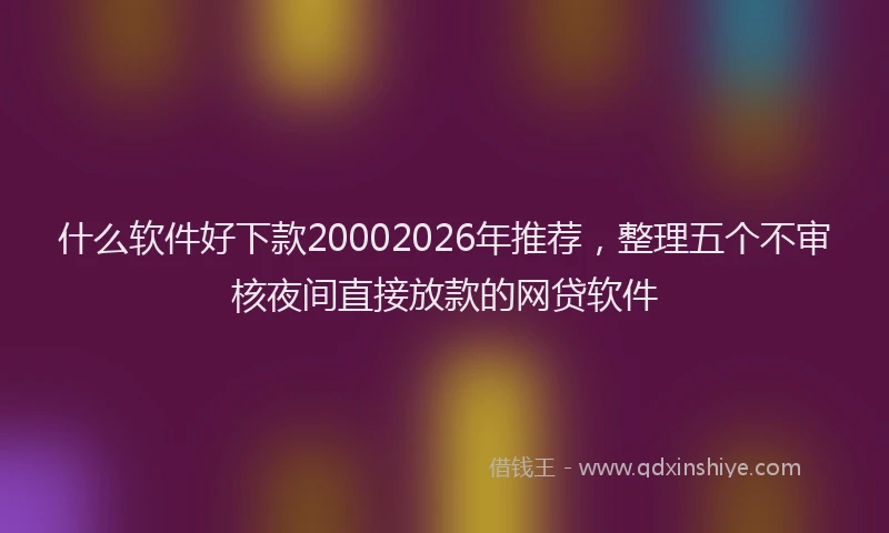 什么软件好下款20002026年推荐，整理五个不审核夜间直接放款的网贷软件