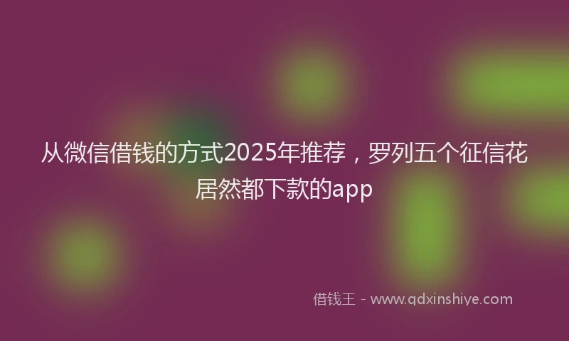 从微信借钱的方式2025年推荐，罗列五个征信花居然都下款的app