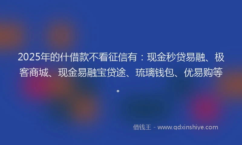 2025年的什借款不看征信有：现金秒贷易融、极客商城、现金易融宝贷途、琉璃钱包、优易购等。