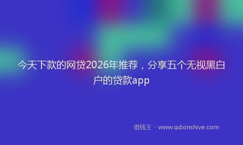 今天下款的网贷2026年推荐，分享五个无视黑白户的贷款app