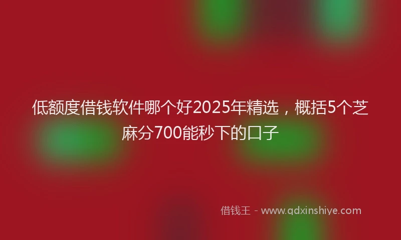 低额度借钱软件哪个好2025年精选，概括5个芝麻分700能秒下的口子