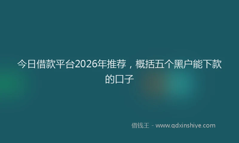 今日借款平台2026年推荐，概括五个黑户能下款的口子