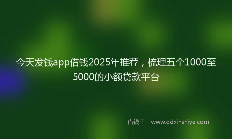 今天发钱app借钱2025年推荐，梳理五个1000至5000的小额贷款平台