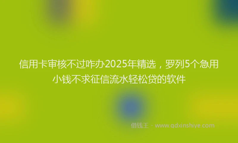 信用卡审核不过咋办2025年精选，罗列5个急用小钱不求征信流水轻松贷的软件